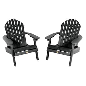 Hamilton Black Folding and Reclining Plastic Adirondack Chair (2-Pack)