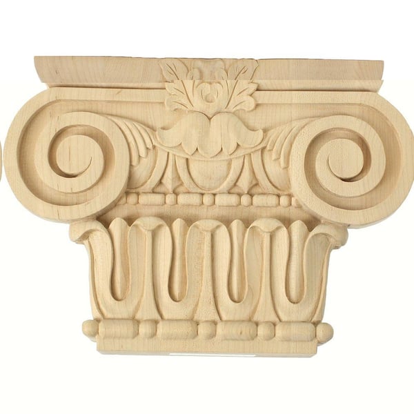 Ekena Millwork 2-1/4 in. x 10-3/4 in. x 7-1/2 in. Unfinished Lindenwood Medium Bradford Roman Ionic Capital