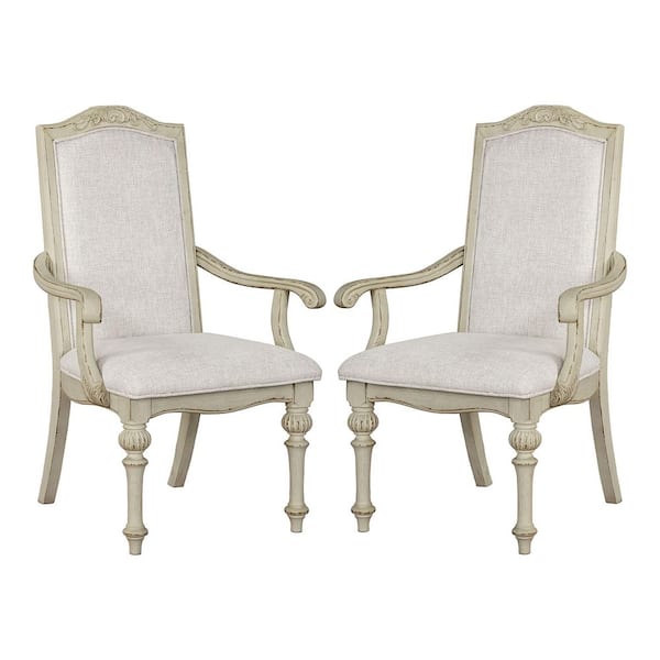 Furniture of America Willadeene Farmhouse Antique White Dining Armchairs (Set of 2)