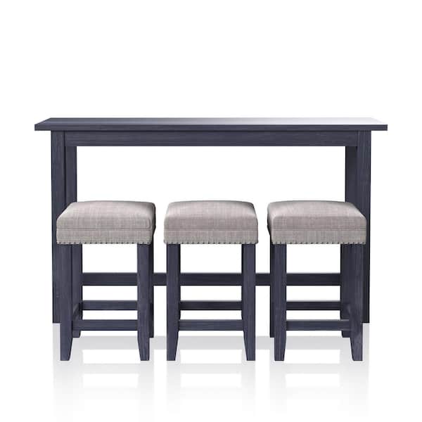 Furniture of America Dremmend 4-Piece Blue Counter Height Table Set