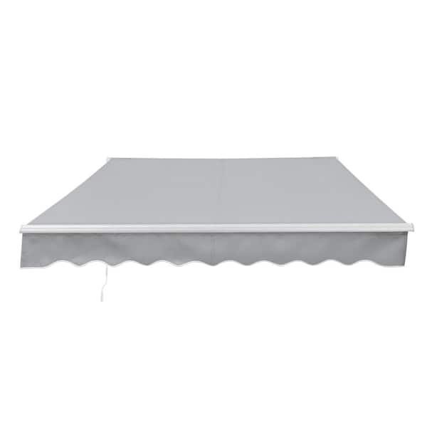 ALEKO 12 x 10 ft. Retractable Patio Awning - White Frame - Silver Gray Fabric