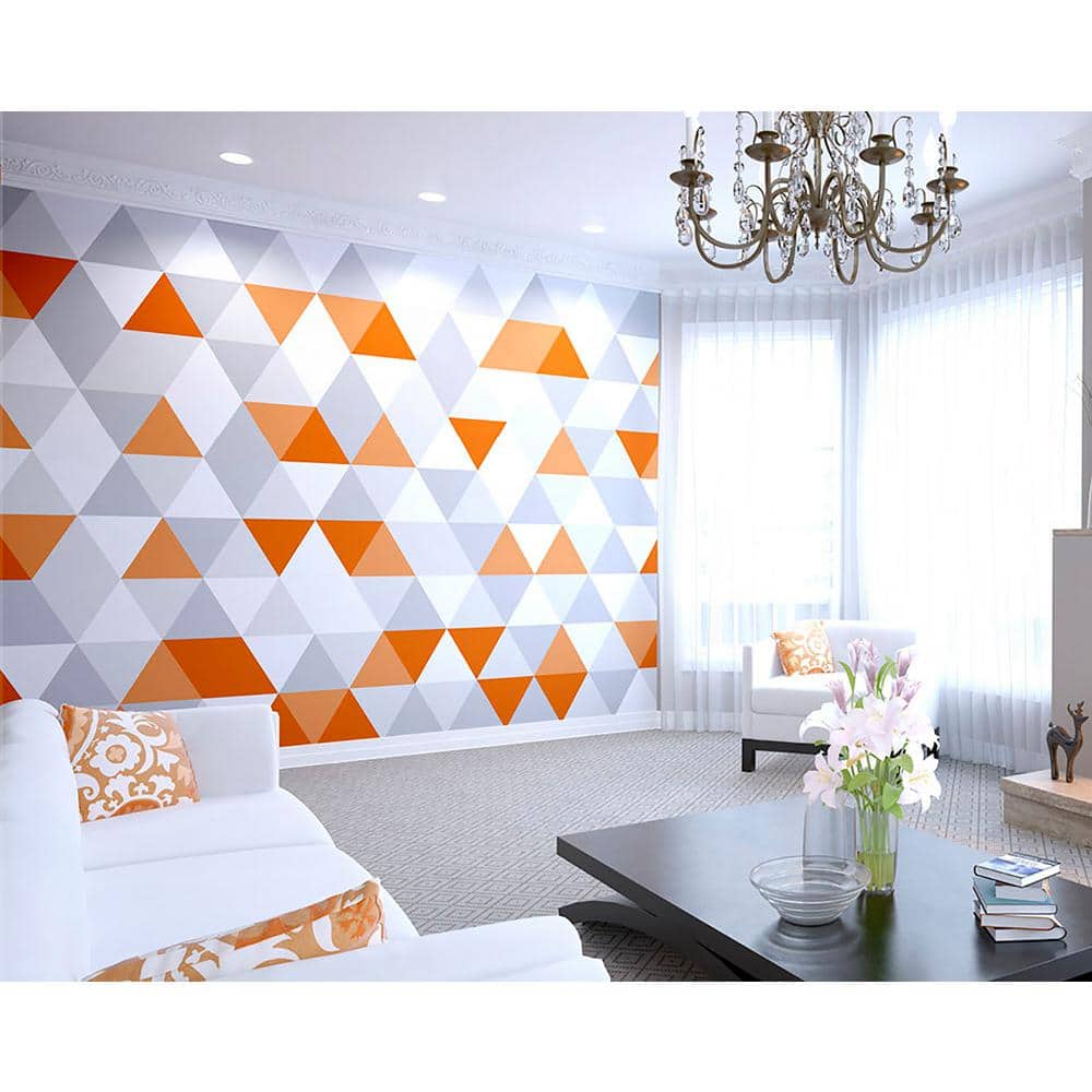 Bright Orange and White Geometric Wall Mural
