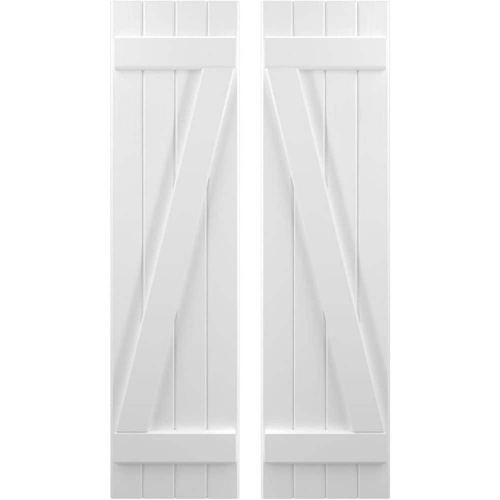 14 in. W x 72 in. H Americraft 4-Board Exterior Real Wood Joined Board and Batten Shutters with Z-Bar in White price history on PriceWatchPro
