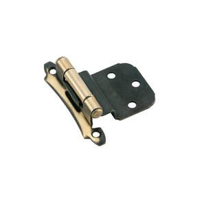 3/8in (10 mm) Inset Self-Closing, Face Mount Antique Brass Hinge - 2 Pack