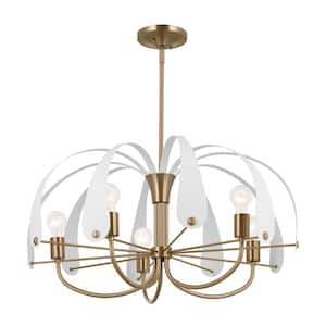 Petal 31 in. 5-Light Champagne Bronze with Black or White Accent Modern Candle Circle Chandelier for Dining Room