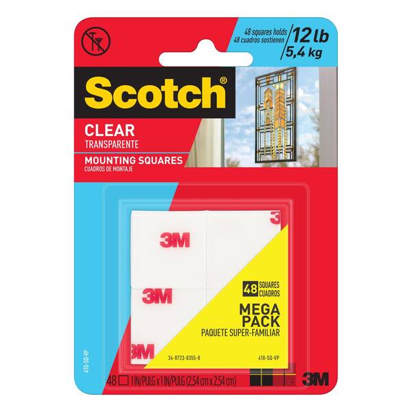 3m 1 In X 1 In 2 54 Cm X 2 54 Cm Clear Mounting Squares 410 Sq Vp The Home Depot