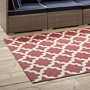 Cerelia in Red and Beige 8 ft. x 10 ft. Moroccan Trellis Indoor and Outdoor Area Rug