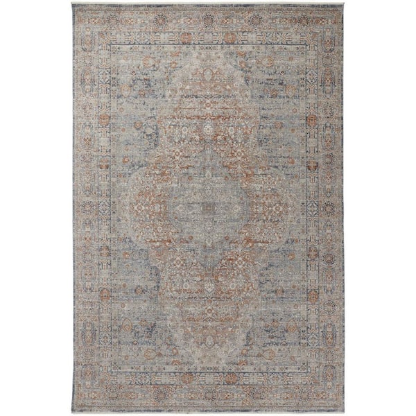 9 ft. x 13 ft. Gray, Ivory, Orange Oriental Area Rug