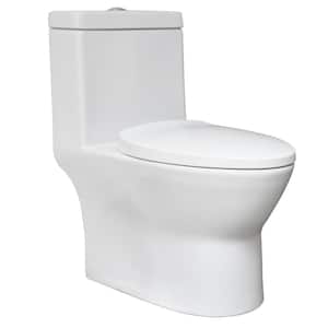 1-piece 1.0/1.6 GPF Dual Flush Elongated Toilet in. White Seat Included