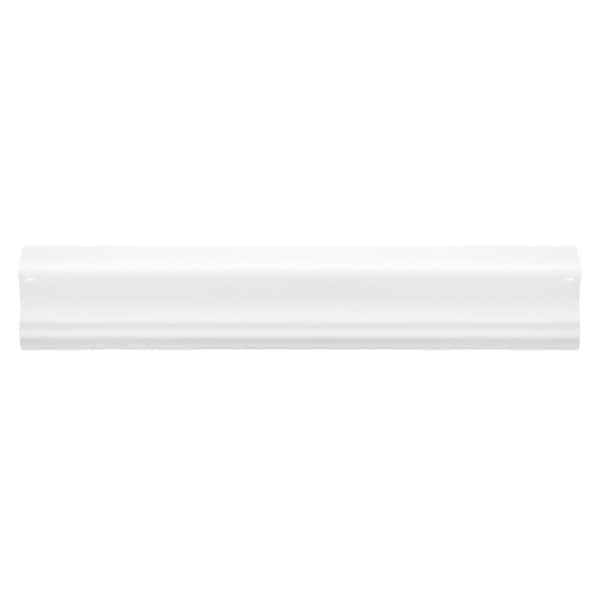 Jeffrey Court Allegro White 2 in. x 12 in. Gloss Ceramic Crown Wall Tile Trim