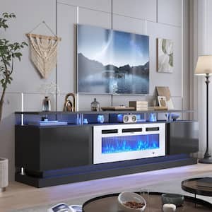 【みぃじぃ 】L/ヨシムネS/SC2 ユニット付き【姫パネル】 Sizzim 80 in. Freestanding Electric Fireplace TV Stand with