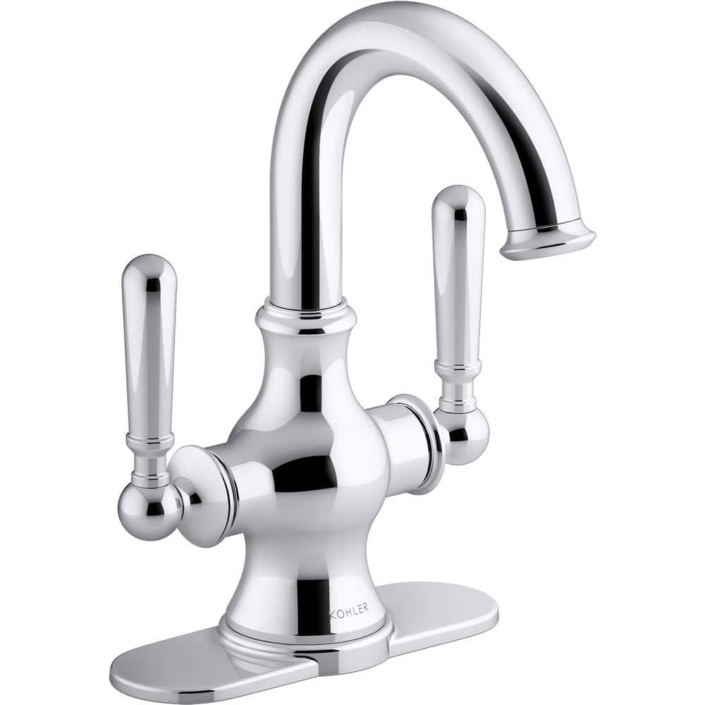 KOHLER Capilano Monoblock 4 In Centerset 2 Handle Bathroom Faucet In   Polished Chrome Kohler Single Hole Bathroom Faucets K R30580 4d Cp 64 1000 