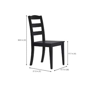 Black Wood Dining Chair with Ladder Back (Set of 2) (17.72 in. W x 36.77 in. H)