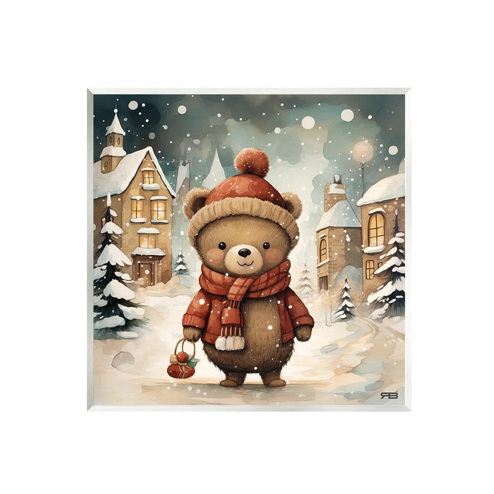 Bear in Snowy Winter Village by RB 1-Piece Unframed Graphic Print Animal Poster Art Print 12 in. x 12 in. price history on PriceWatchPro
