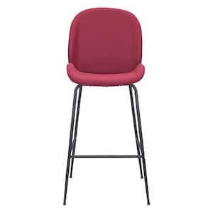 30.9 in. Red Low Back Metal Counter Height Bar Chair with Upholstery Seat