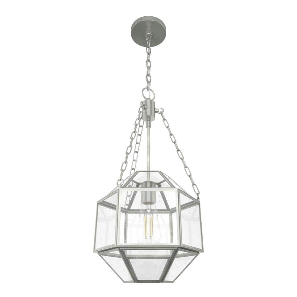 Indria Brushed Nickel 11" Seeded Glass Pendant Light
