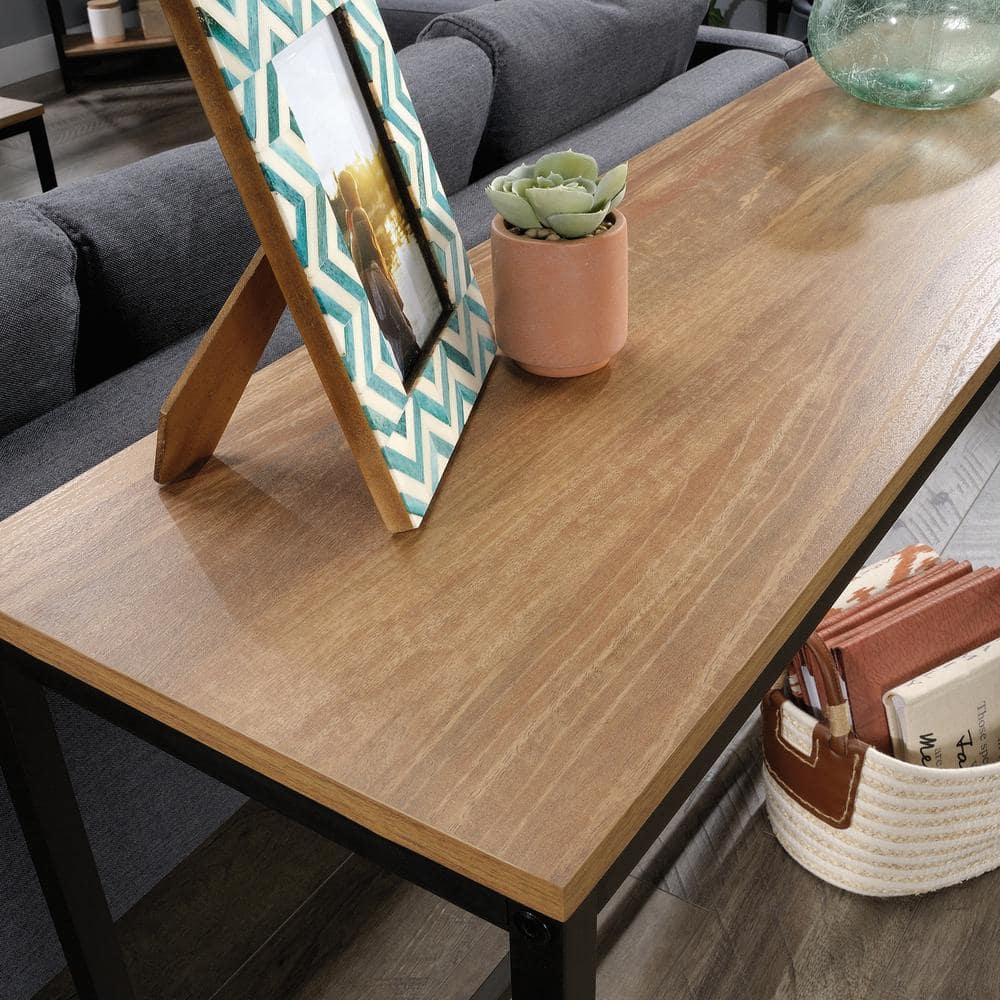 Sindoori Mango & Black Metal Industrial Console Table with Storage