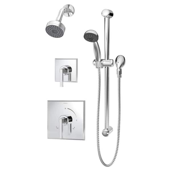 Symmons Duro 2-Handle 1-Spray Shower Trim with 1-Spray Hand Shower in Polished Chrome (Valve not Included)