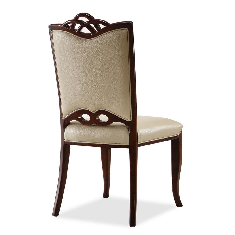 Regent Cream Faux Leather Dining Chairs with Beech Wood Frame, Set of 2