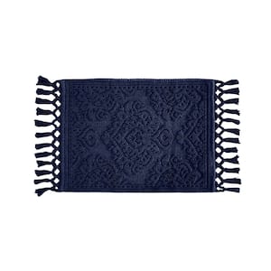 Ricardo Cotton Fringe 17 in. x 31 in. Bath Rug in Indigo