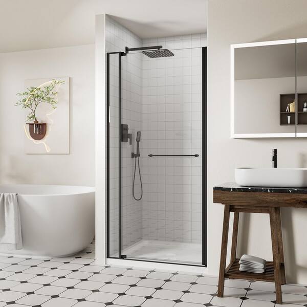 ACE DECOR Frameless Pivot Shower Door, 32-36 in. W x 72 in. H