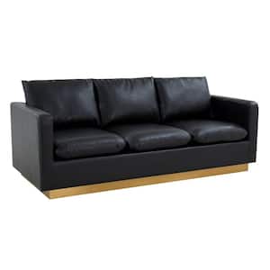 Nervo 84 in. Square Arm 3-Seater Faux Removable Covers in Black