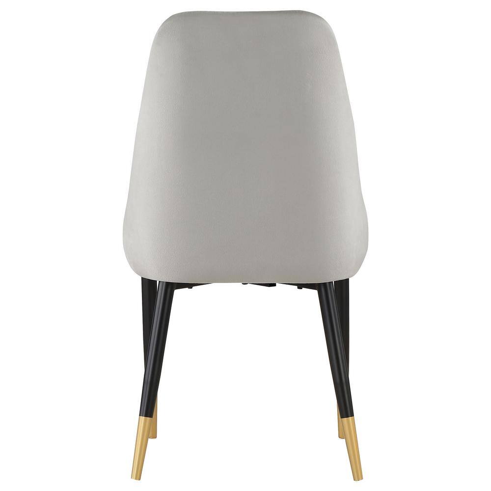 Gray Velvet Upholstered Side Chair with Metal Legs