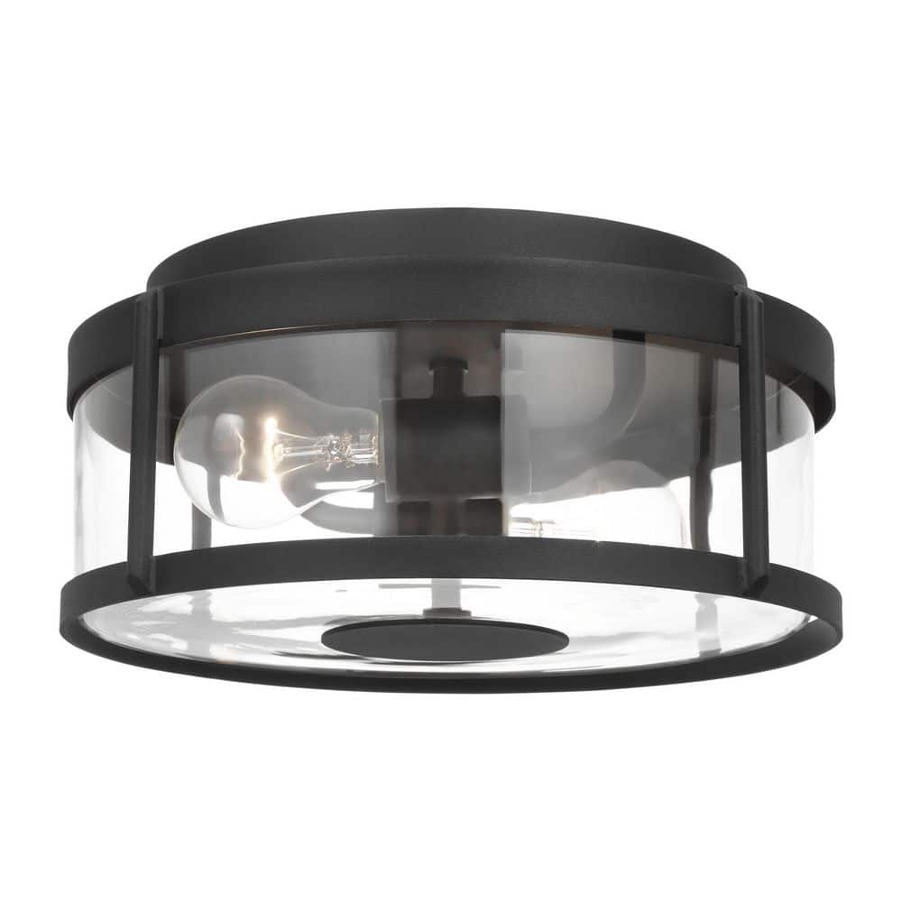 Luning Medium 1-Light Textured Black with Clear Glass Outdoor Flush Mount Light price history on PriceWatchPro