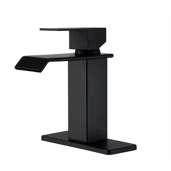 Tahanbath Waterfall Spout Bathroom Faucet, Single Handle Bathroom Vanity Sink Faucet