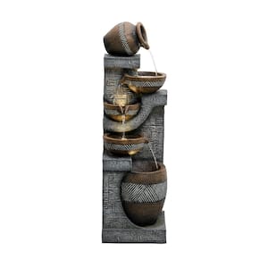 12.9 in. W Resin Rocking Fountain with Light in Gray
