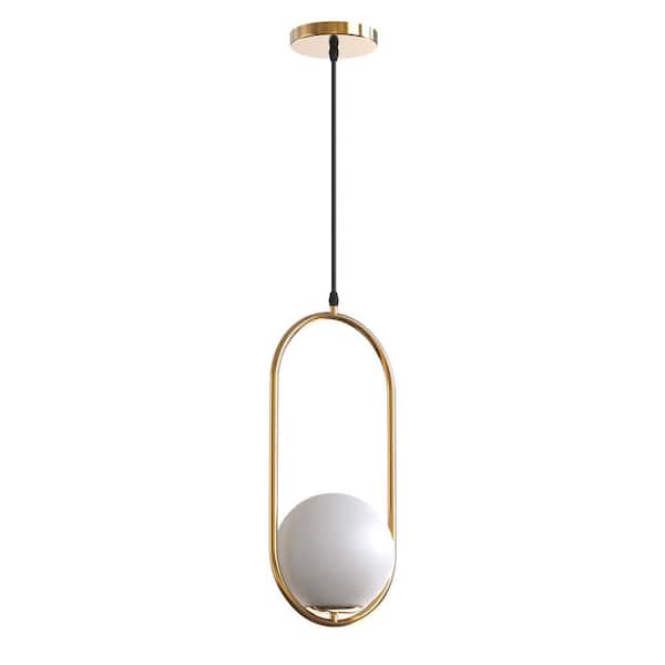 Briignite Gold Modern 60-Watt 1-Light Mini Pendant Light with Globe Shade