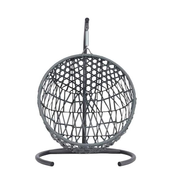 Cat Swing Bed with Stand & Cushion, Cat Egg Chair with Rattan Wicker Appearance, Indoor Hanging Swinging Cat Bed