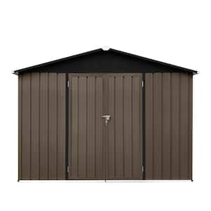 Outdoor 6 ft. x 8 ft. Storage Metal Sheds with Latch, Vents, for Garden (48 sq. ft.) Brown Plus Black