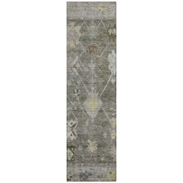 Addison Rugs Chantille Machine Washable Indoor/Outdoor Abstract ACN2025 Pewter 2 ft. 3 in. x 7 ft. 6 in. Runner Rug