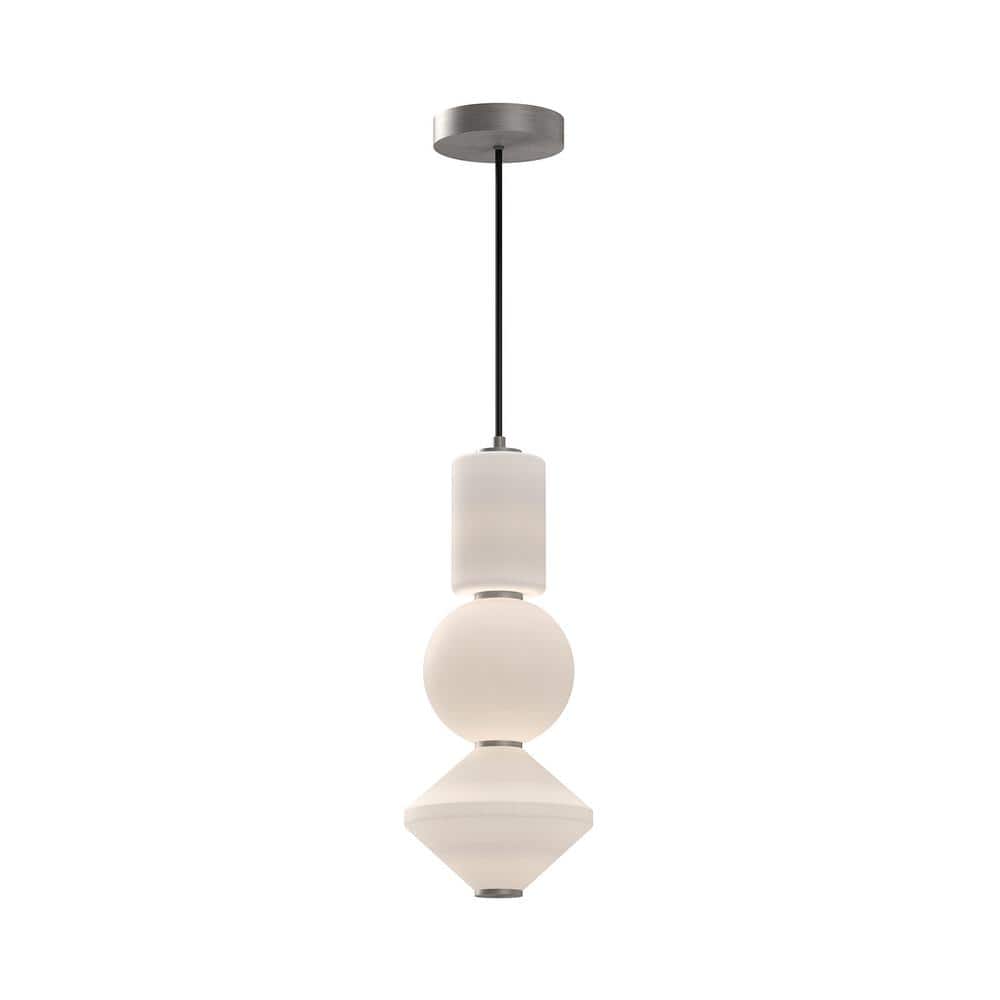 Bijou 8 in. 1 Light 20-Watt Brushed Nickel/Opal Matte Glass Integrated LED Pendant Light price history on PriceWatchPro
