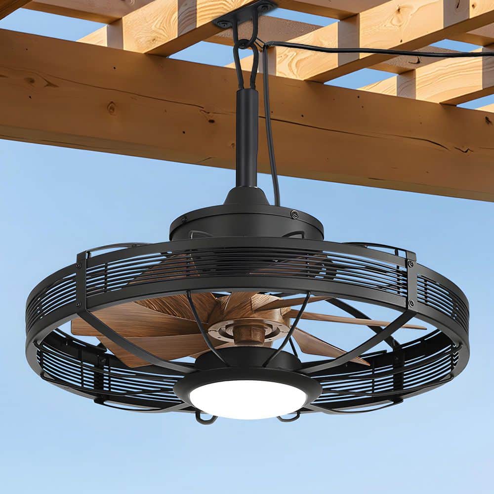 20 in. Outdoor Brown Caged Clip Mount Plug-in 3-Color Bright LED DC Motor Ceiling Fans with Lights, Remote Control, APP price history on PriceWatchPro