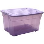 Taurus 16 Gal. Rolling Storage Tote with Snap on Lid in Lavendar