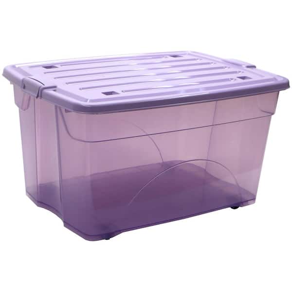 REDMON Since 1883 Taurus 16 Gal. Rolling Storage Tote with Snap on Lid in Lavendar