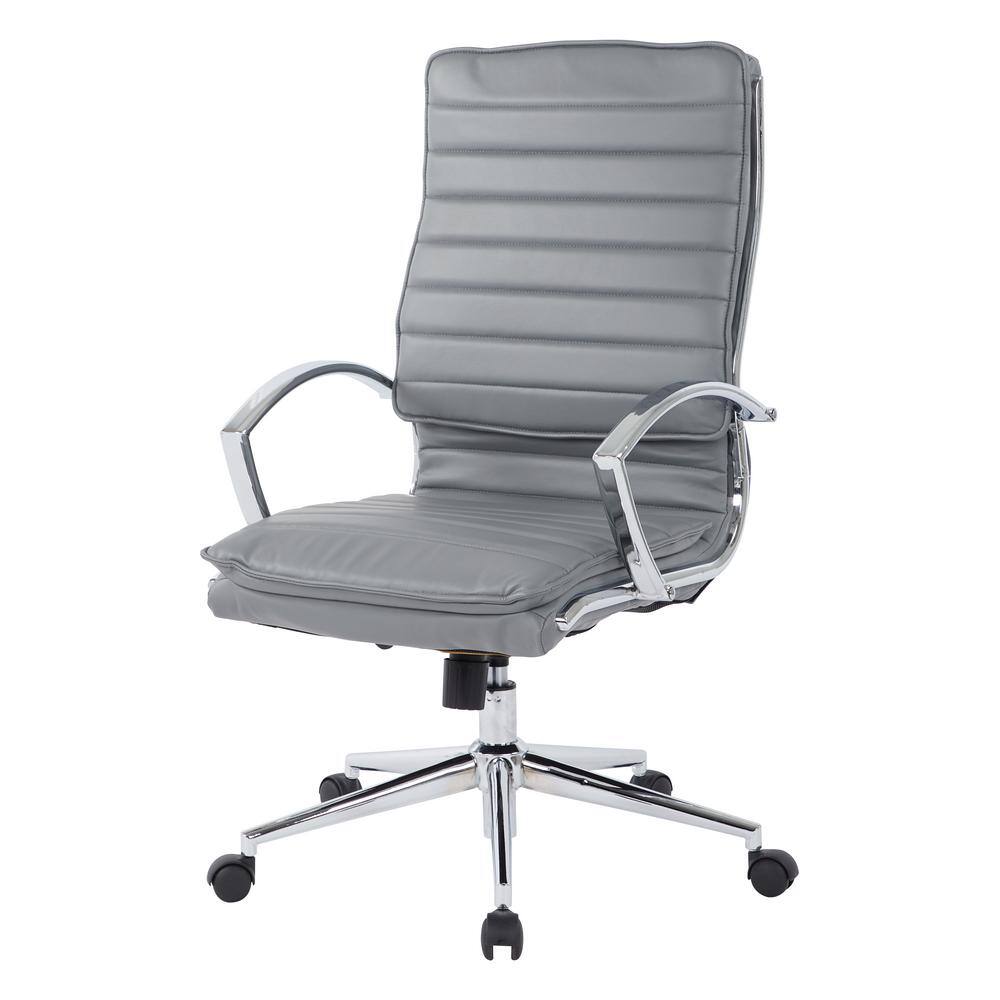 Charcoal High Back Executive Leather Swivel Chair with Metal Accents