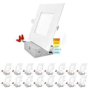 6 in. Ultra-Thin Square Canless 5 Color Options 12-Watt 1000 Lumens Remodel Integrated LED Recessed Light Kit (16-Pack)