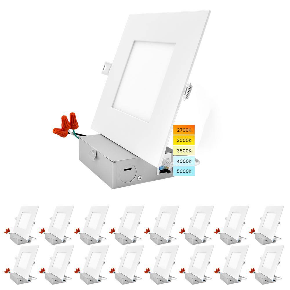 Free Shipping! Luxrite 4 Inch Ultra Thin Square LED Recessed Light, 5 Color Options, Dimmable - View #2