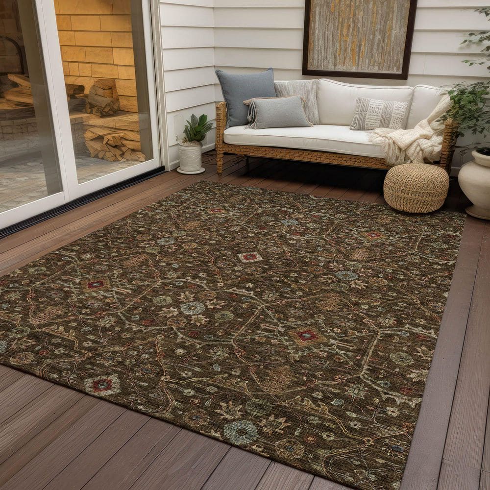 Chocolate Flat Woven Synthetic 3' x 5' Area Rug