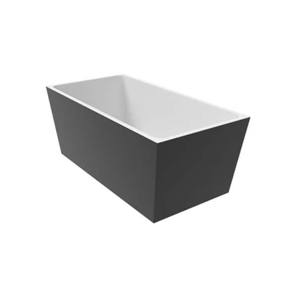 castellousa Sophia 62.99 in. x 29.52 in. Soaking Acrylic Bathtub with Center Drain in Black and White
