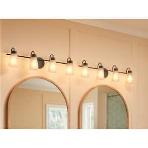 Erma 32.5 in. 4-Light Olde Bronze Traditional Bathroom Vanity Light with Satin Etched Glass Shades