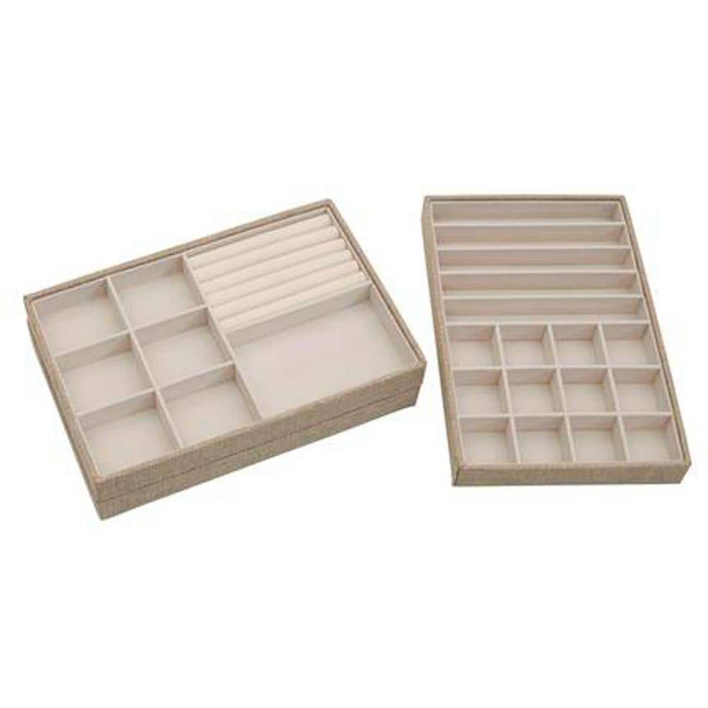 Silver Stackable Jewelry Trays with Felt Interior, Set of 3