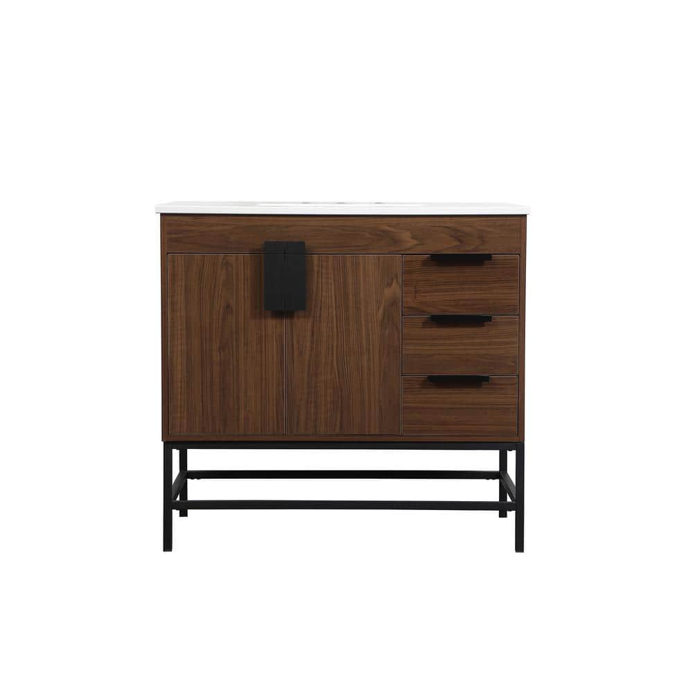 Timeless Home 36 in. W x 22 in. D x 33.5 in. H Bath Vanity in Walnut with I