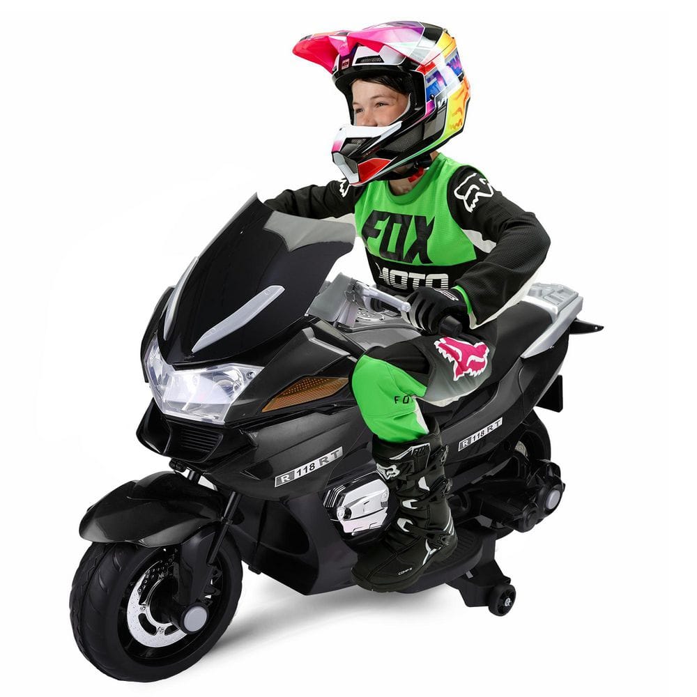 TOBBI 12-Volt Kids Motorcycle Electric Ride on Toy Motorbike Vehicle with  Training Wheels, Black TH17G0539 - The Home Depot