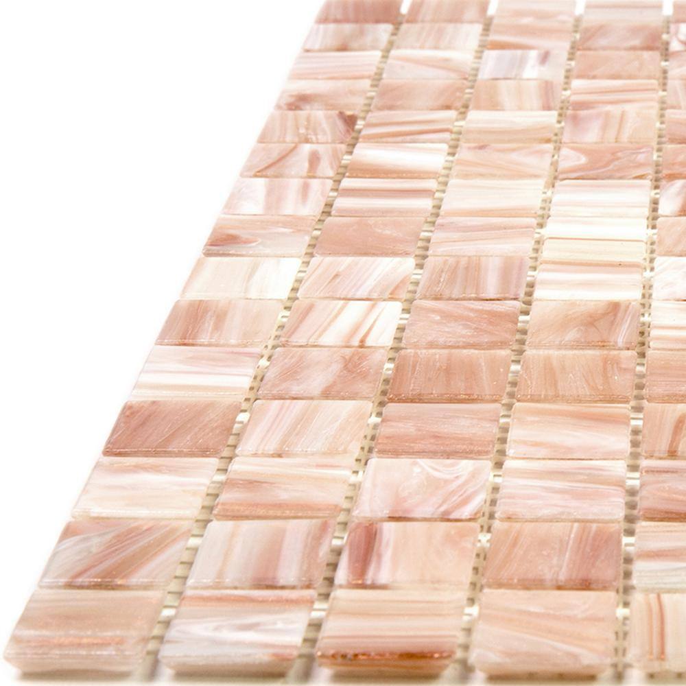 Celestial 12 in. x 12 in. Glossy Pink Glass Mosaic Tile
