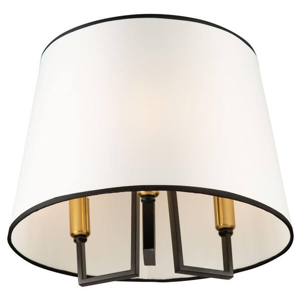 ARTCRAFT Coco 16 in. 3Light Black and Gold SemiFlush Mount SC13344BK