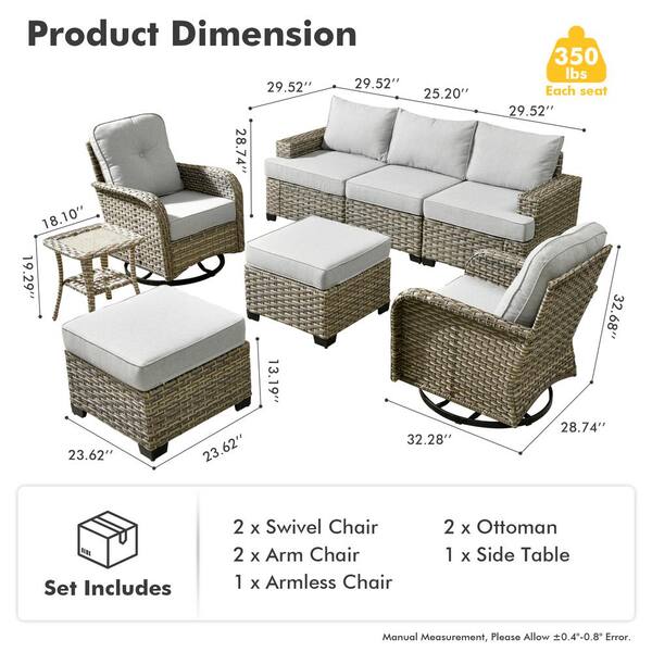 XIZZI Scorpio 8-Piece Wicker Patio Conversation Seating Sofa